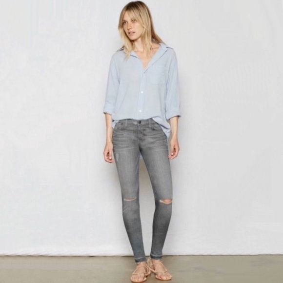 Current/Elliott Denim - Current Elliot‎ The Stiletto Rig Destroy Released Hem Gray Skinny Jeans Size 26